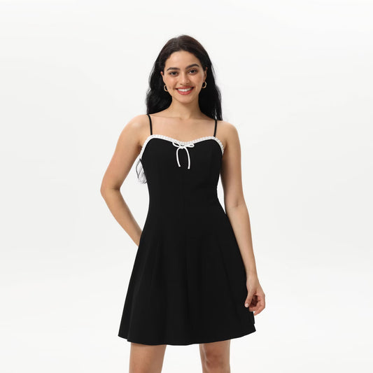 Women's Bow Ruffle Mini Dress
