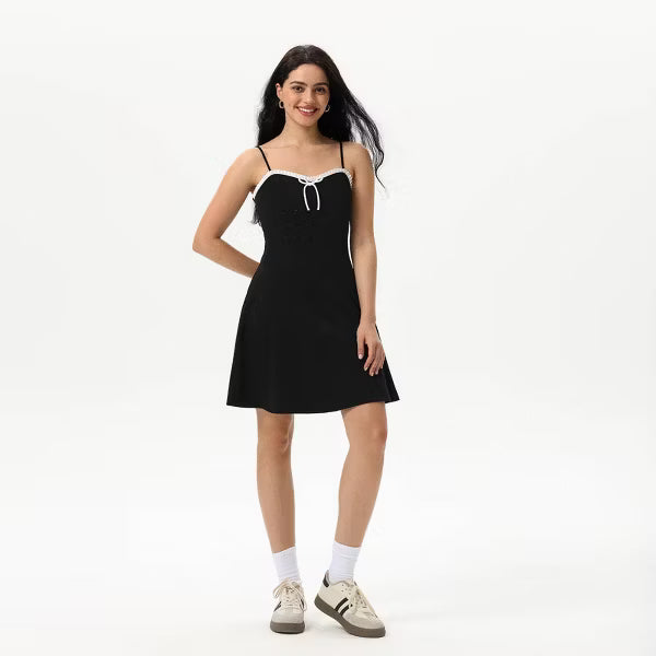 Women's Bow Ruffle Mini Dress