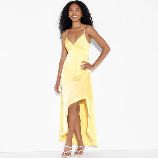 Women's Satin Asymmetrical Maxi A-Line Dress - Wild Fable